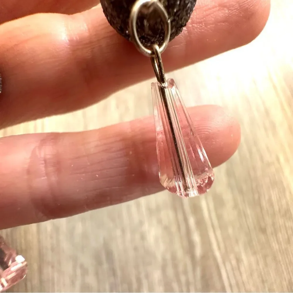 Trouvaille Boutique pink and silver tone drop earrings